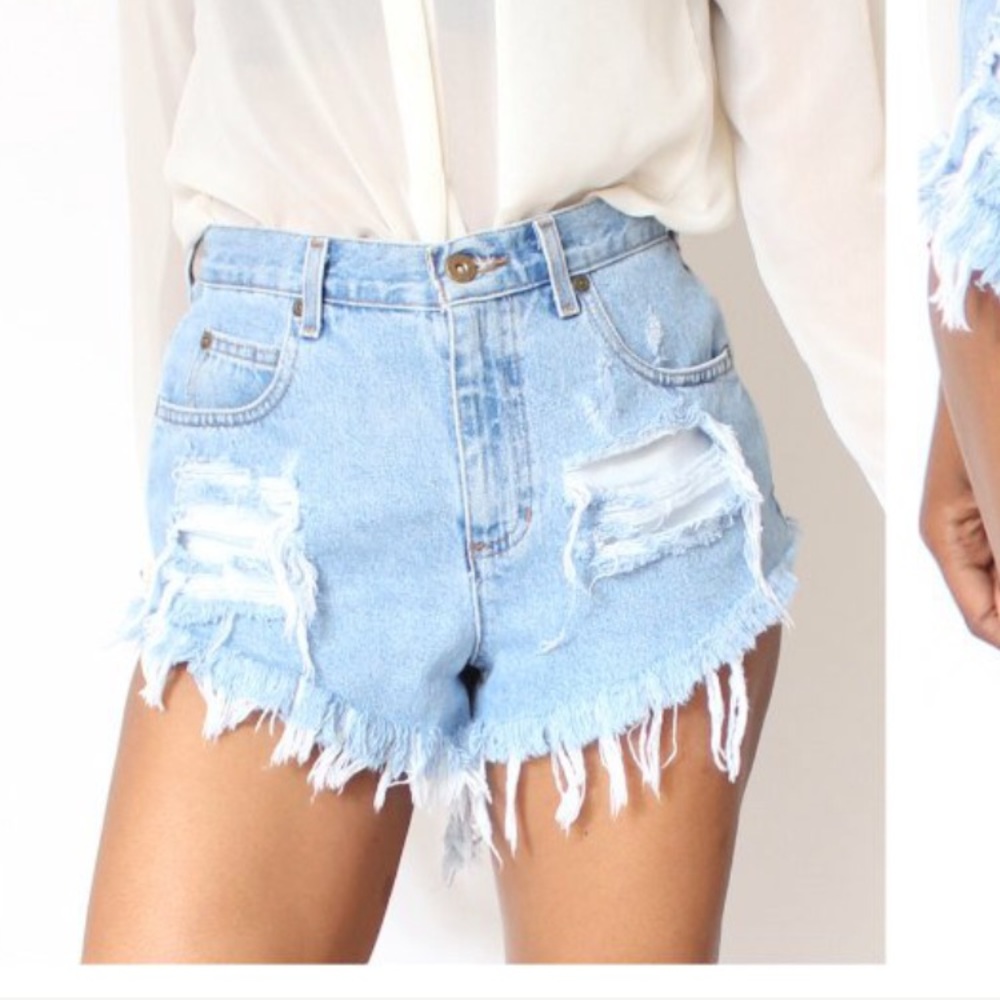 High Waisted Distressed Denim